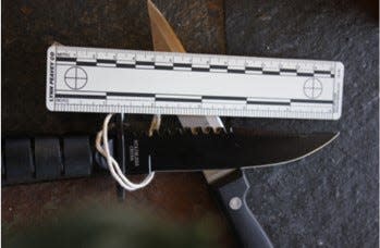 Photo of the two knives that were recovered in the April 4 police shooting in Sioux Falls.