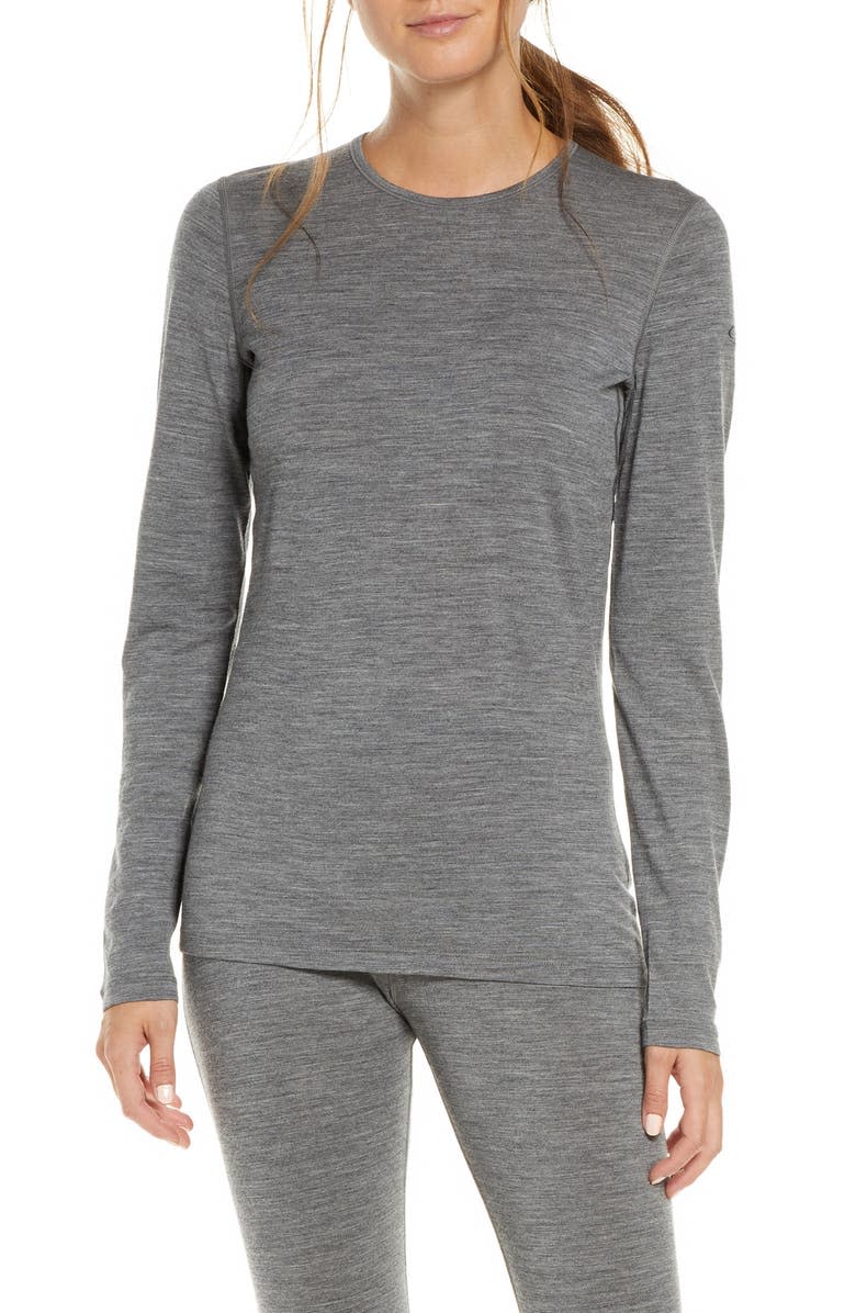 Oasis Long Sleeve Merino Wool Base Layer Tee in grey. Image via Nordstrom.