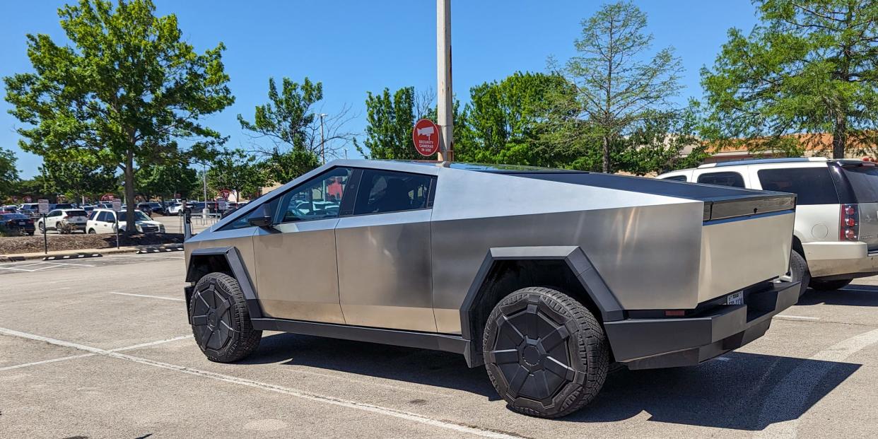 Tesla Cybertruck parked in a lot