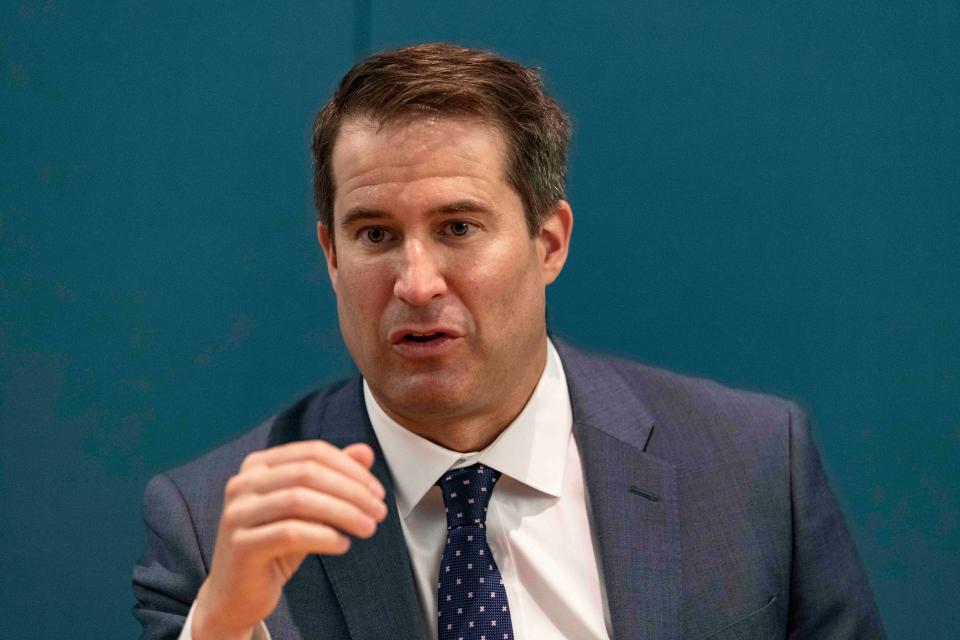 Rep. Seth Moulton, D-MA, speaks to the USA TODAY Editorial Board about his candidacy for the Democratic nomination for president on July 10, 2019. He first announced his decision to seek Democratic nomination on April 22, 2019. 