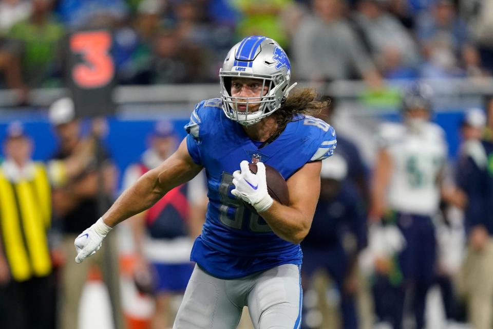 With Travis Kelce on bye this week, the Lions' T.J. Hockenson could be a major asset at tight end against the Dolphins.