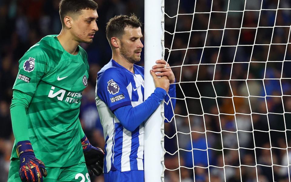 Chelsea's Djordje Petrovic and Brighton & Hove Albion's Pascal Gross