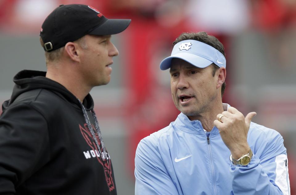 A brief fracas broke out during the first half of North Carolina. (AP Photo/Gerry Broome)