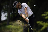 Patrick Rodgers hits on the 11th hole during the second round of the U.S. Open golf tournament at The Country Club, Friday, June 17, 2022, in Brookline, Mass. (AP Photo/Robert F. Bukaty)