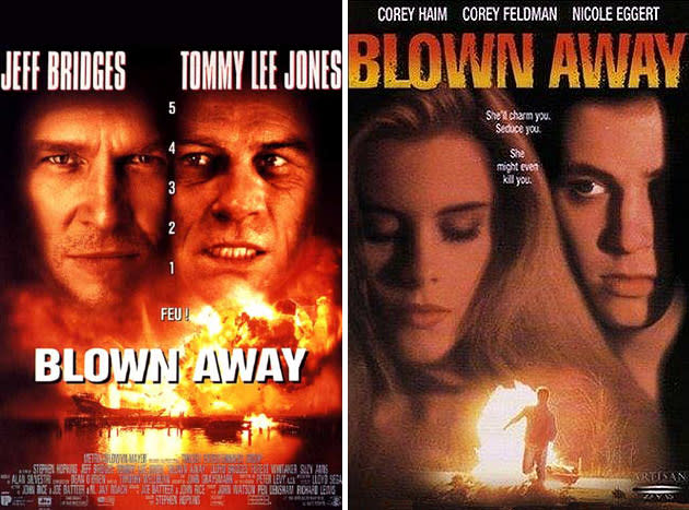 <b>Blown Away (1994) / Blown Away (1993) </b><br><br> When the 1994 ‘Blown Away’ was released, people weren’t comparing it to its namesake released a year earlier, but ‘Speed’. Both featured mad bombers and lots of explosions, but ‘Blown Away’ was a big flop. The other version was a rubbish thriller about a teenage girl who murders her dad. Weirdly it starred ‘License to Drive’ duo Corey Feldman and Corey Haim. The lesson here? Don’t see any films called ‘Blown Away’.