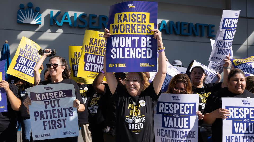 Healthcare workers at Kaiser Permanente stage a three day walk-out in Los Angeles, California, on Oct 4.  - Samuel Braslow/Shutterstock