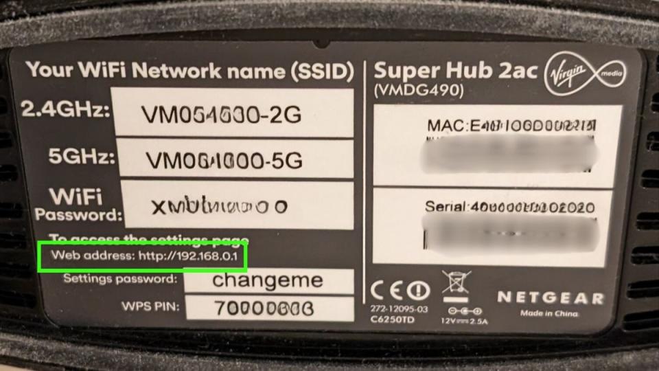 Screenshot showing how to find IP address and Gateway details - from the hub