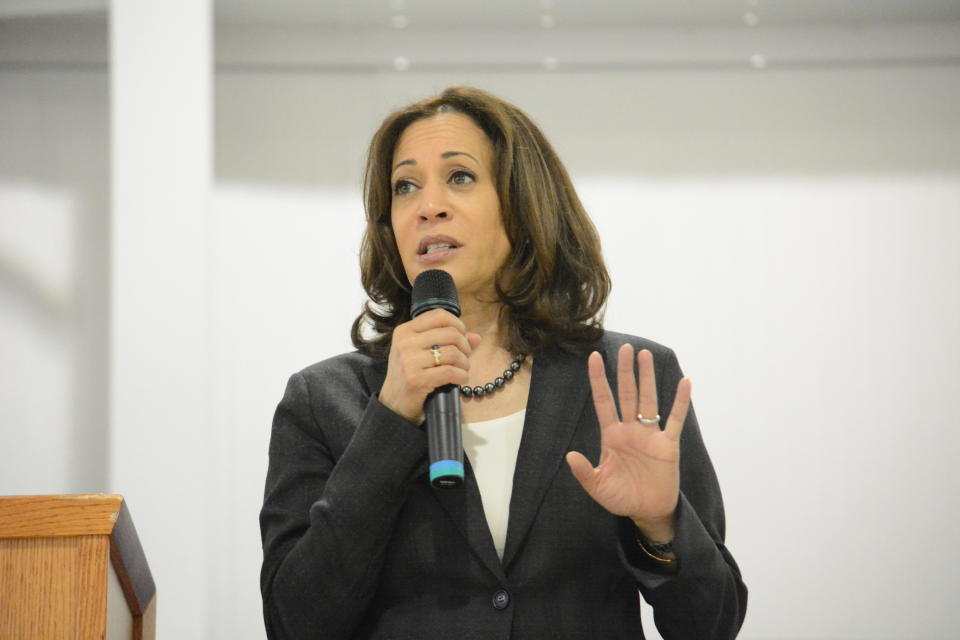 Sen. Kamala Harris, D-Calif., speaks during an event in St. George, S.C., on Saturday, March 9, 2019. Harris is spending two days in South Carolina, home of the first southern presidential primary in 2020, spending time with voters in rural and coastal areas. (AP Photo/Meg Kinnard)