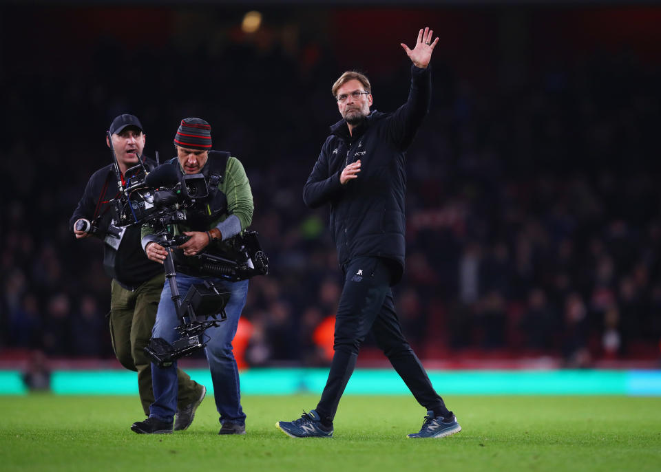 Jurgen Klopp during the Premier League match between Arsenal and Liverpool at Emirates Stadium on December 22, 2017 in London, England.
