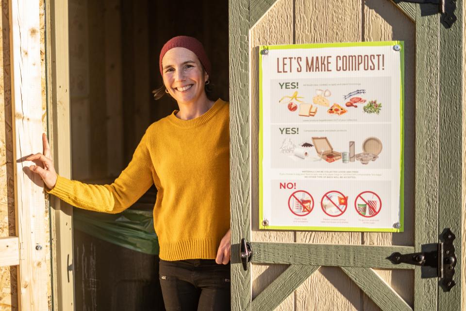 Kiera Bulan, sustainability coordinator at the Office of Sustainability with the city of Asheville, at the Stephens-Lee Recreation Center's Food Scrap Shed on December 15, 2021.