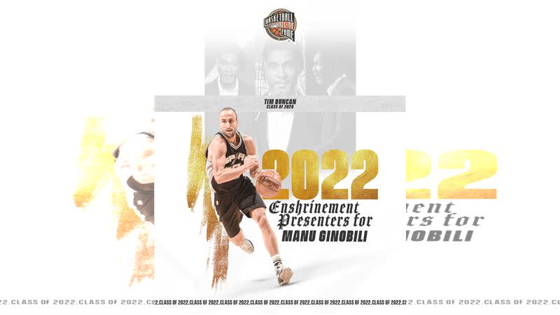 吉諾布里（Manu Ginobili）今年4月入選，將在9月正式進入名人堂。（圖／翻攝自籃球名人堂推特）