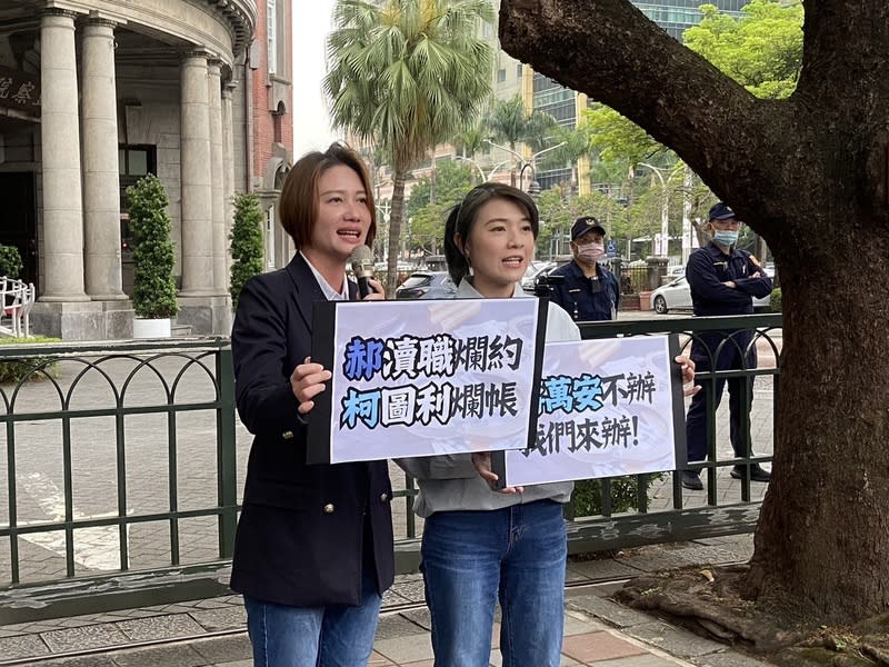 北市議員顏若芳林延鳳赴監院陳情 籲速查台智光案 台北市議員顏若芳（右）、林延鳳（左）28日到監察 院陳情，就「台智光案」質疑前台北市長郝龍斌、柯 文哲任內涉及瀆職與圖利，籲監委儘速約詢、調查。 中央社記者陳俊華攝 113年3月28日 