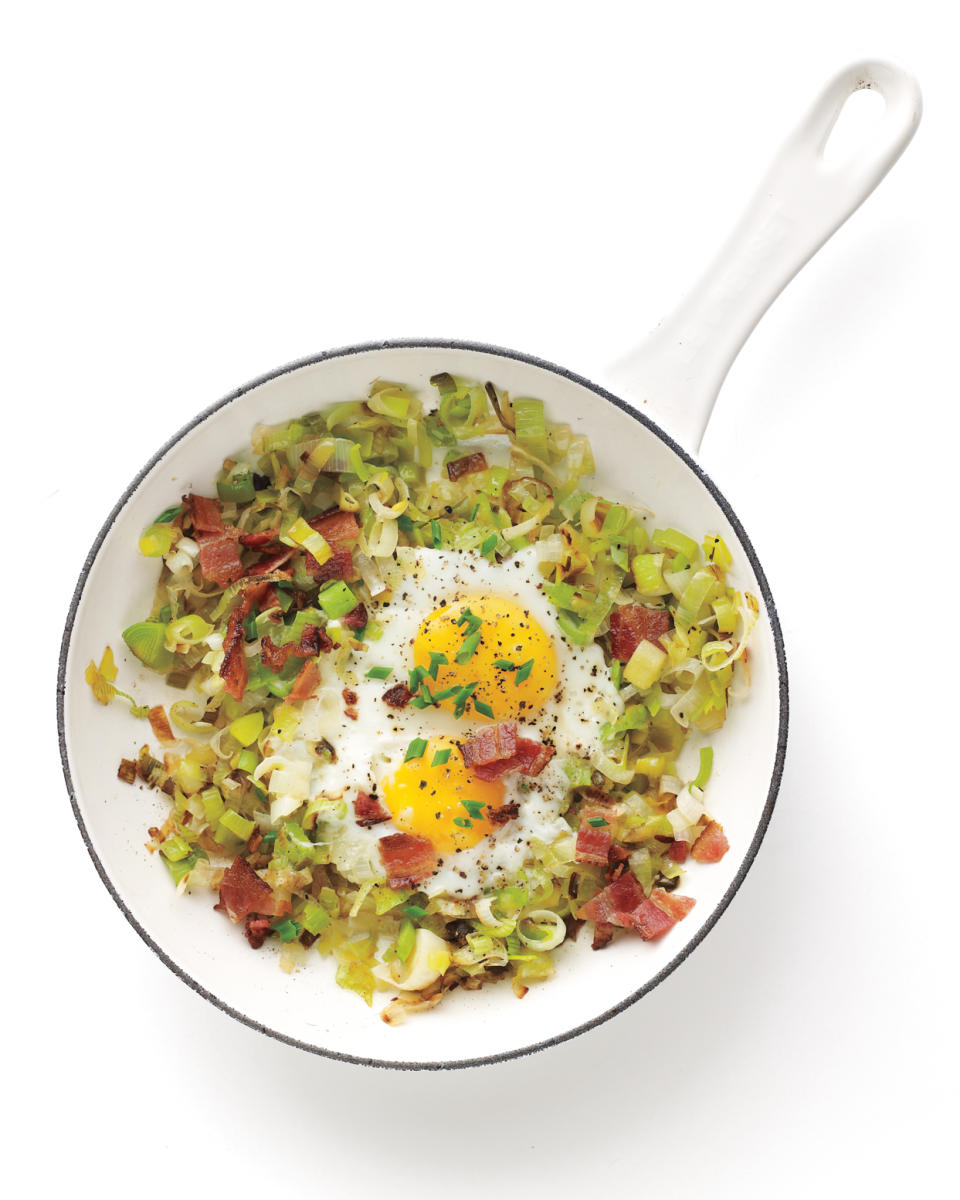 The Fastest: Bacon and Eggs with Savory Sauteed Leeks