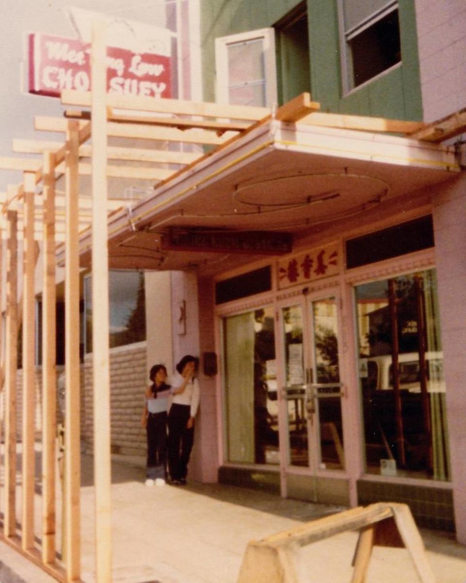 Mee Heng Low restaurant is seen under construction in a photo from a Gin family cookbook. Gin family