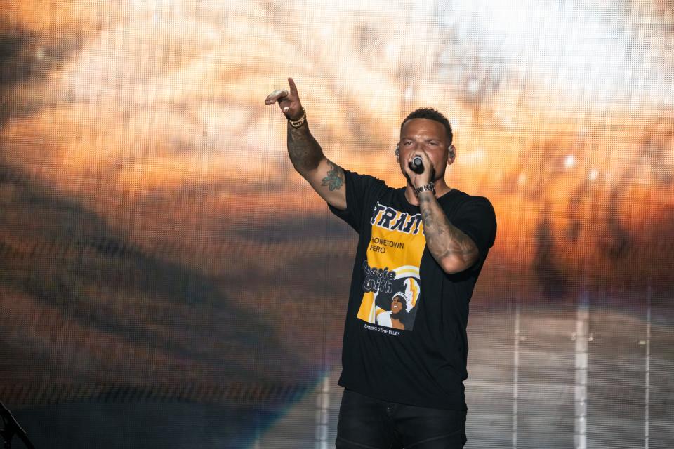 Kane Brown performs on the Iowa State Fair Grandstand.