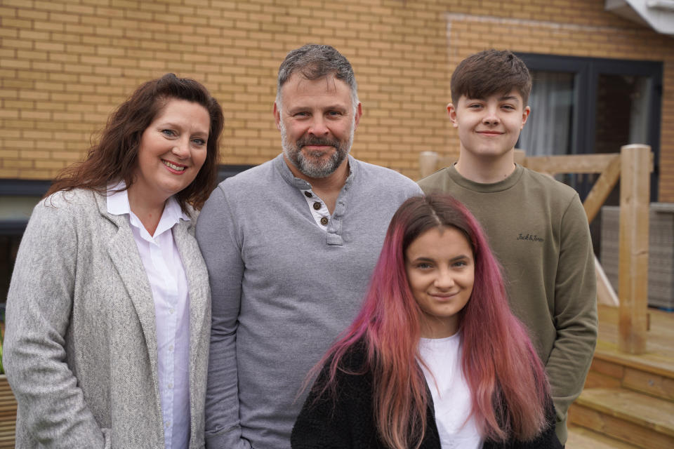 The White Family from North Wales (l-r) Mum Ellie, Dad Mark, Daughter Eryn and son Leon. (ITV)