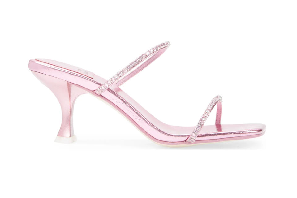 jeffrey campbell sandal, pink sandal, bejeweled sandal