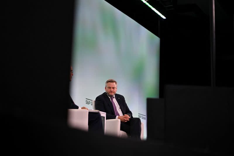 BP CEO Murray Auchincloss speaks on a panel during CERAWeek by S&P Global in Houston, Texas