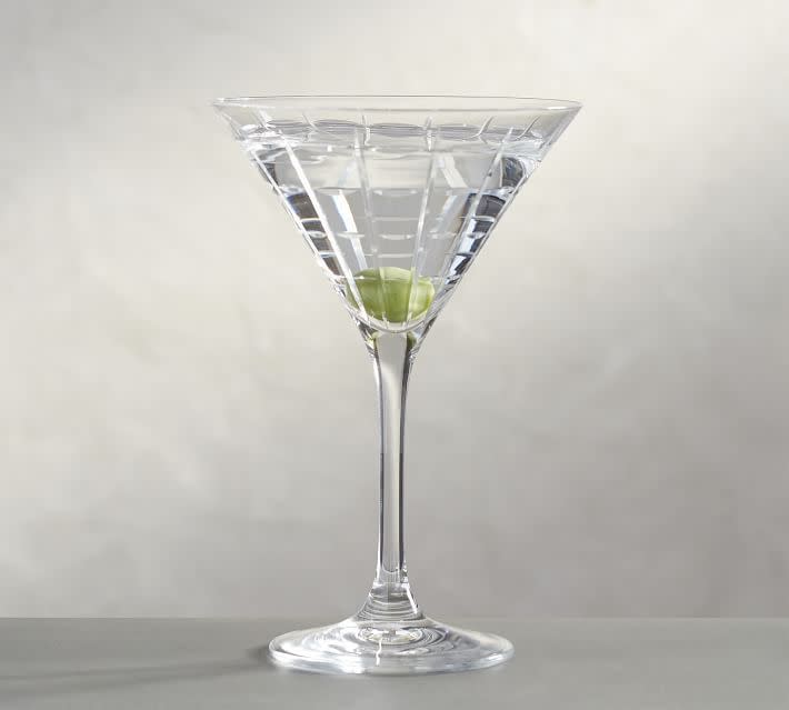 5) Set of 6 Library Hand-Cut Martini Glasses