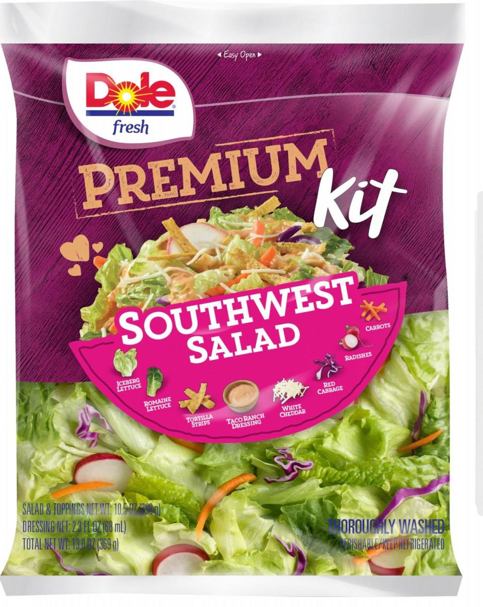 PHOTO: In this Oct. 18, 2017, file photo, Dole Southwest salad kit is shown. (Business Wire via AP, FILE)