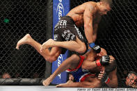 Abel Trujillo lands a knee on Marcus LeVesseur during their fight at UFC on Fox 5. (Credit: Tracy Lee for Yahoo! Sports)