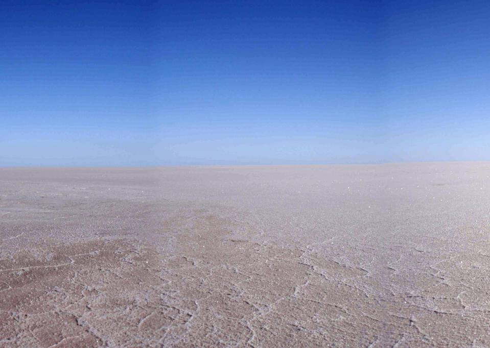 The kilometers of salt that characterize Lake Eyre in central Australia during the region's long dry spells.