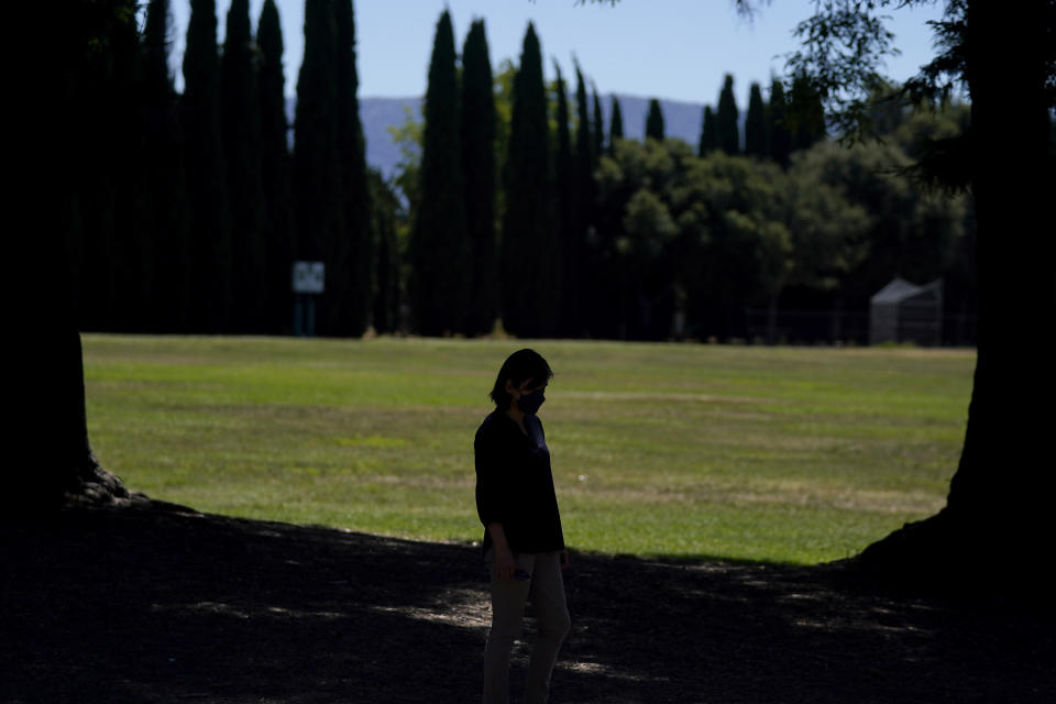 Chou, who wished to not use her first name, stands for photos in Sunnyvale, Calif., Monday, July 10, 2023. Taiwan is facing a long-delayed reckoning with sexual harassment and sexual violence. (AP Photo/Jeff Chiu)