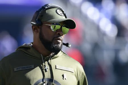 FILE PHOTO: Nov 4, 2018; Baltimore, MD, USA; Pittsburgh Steelers head coach Mike Tomlin walks down the sidelines during the first quarter against the Baltimore Ravens at M&T Bank Stadium. Mandatory Credit: Tommy Gilligan-USA TODAY Sports