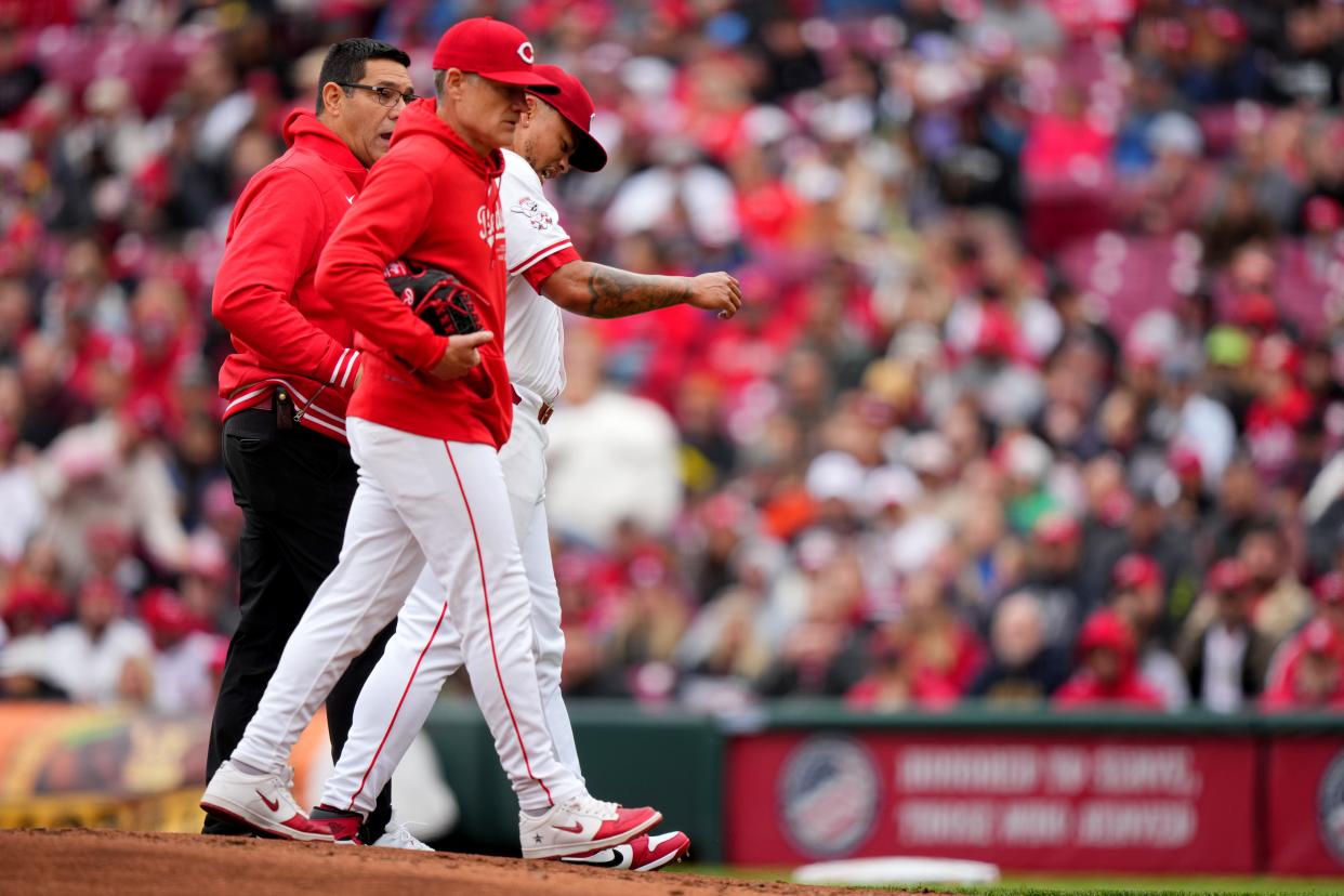 Frankie Montas had to leave Sunday's game only two outs in after being hit on the pitching arm by a line drive. The Reds bullpen responded by pitching 8 1/3 shutout innings in the 3-0 victory.