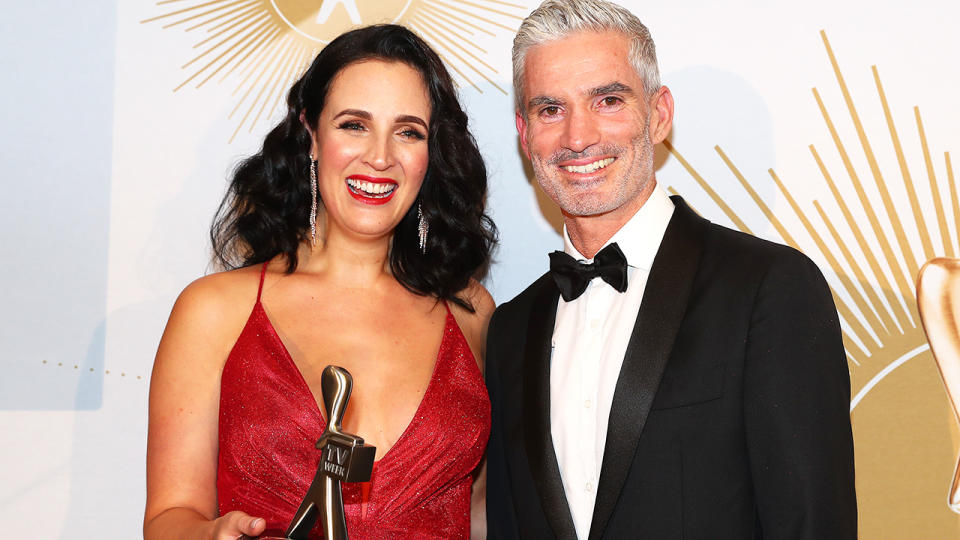 Lucy Zelic and Craig Foster are pictured at the Logie Awards.