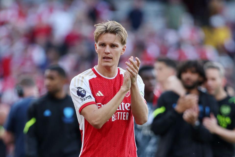 Martin Odegaard told the Arsenal crowd that they would be back challenging next season (Getty Images)