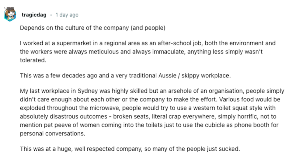 a comment in a reddit thread about if aussies have bad manners
