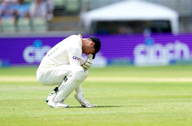 James Bracey hangs his head during a tough day.