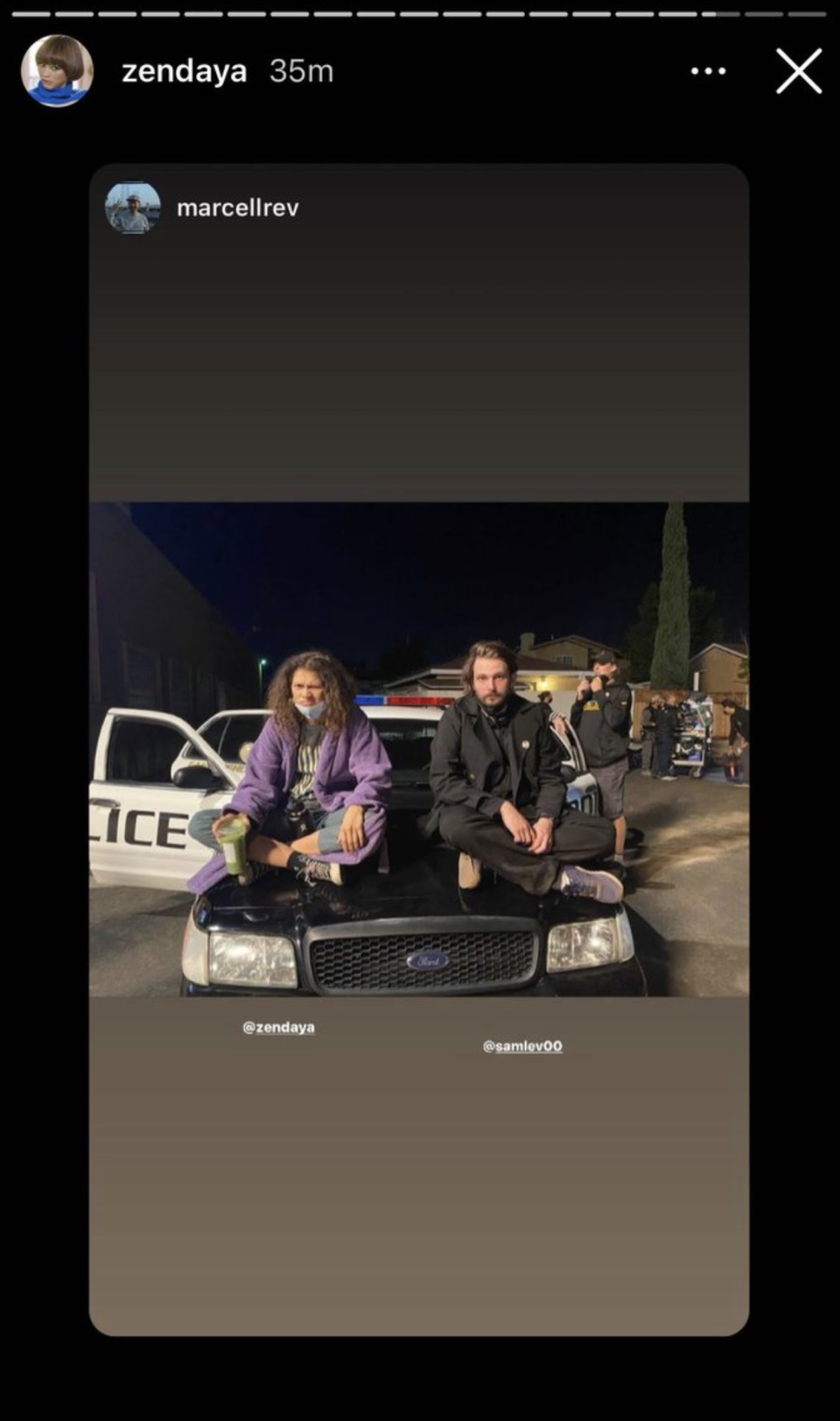 Zendaya and director Sam Levinson on the set of "Euphoria"