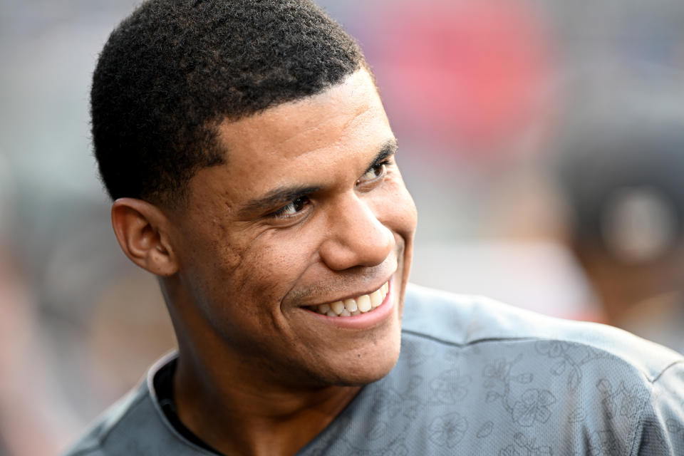 Washington National star outfielder Juan Soto appears likely to be traded in the coming days. That hasn't stopped fans from showing their love. (Photo by Greg Fiume/Getty Images)