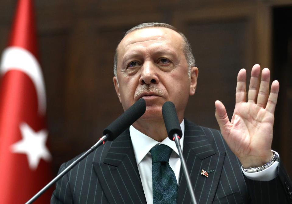 Turkish President and leader of Turkey's ruling Justice and Development  Party Recep Tayyip Erdogan on June 25, 2019.