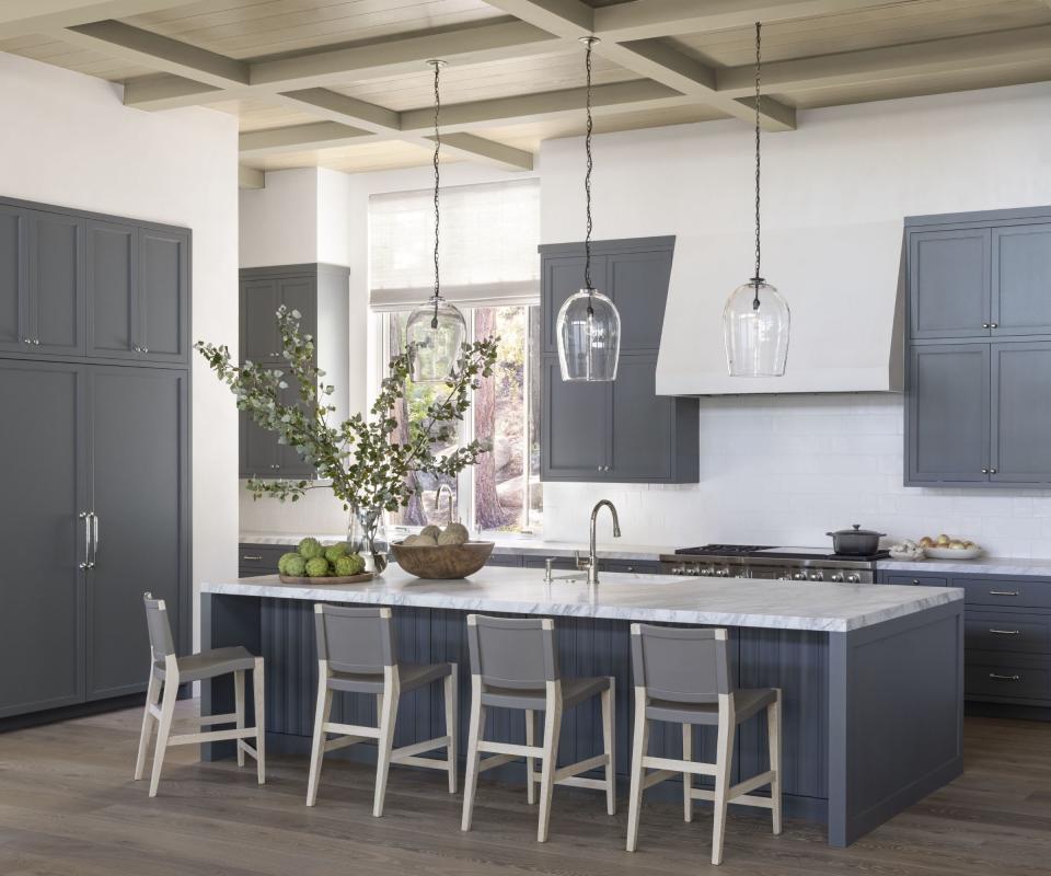 gray kitchen with island