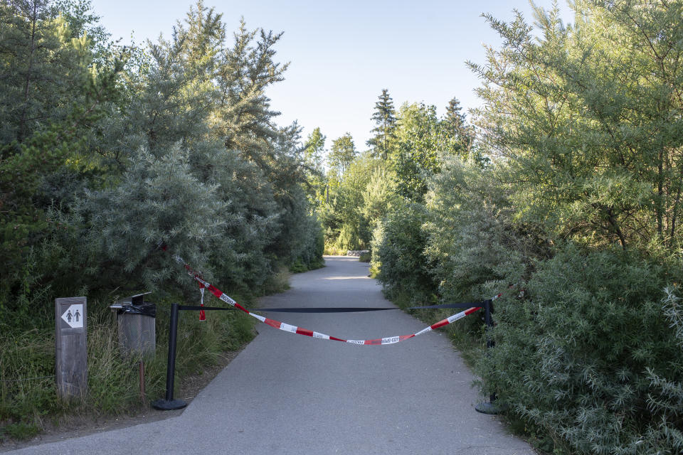 Pictured is a restricted area at the Zoo Zurich after a 55-year-old female zookeeper was killed. 