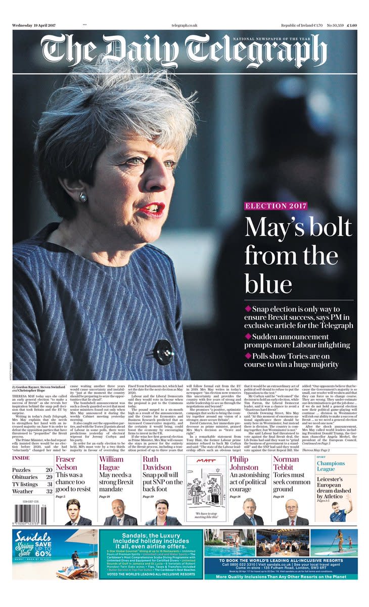 General Election 2017: How the front pages reacted