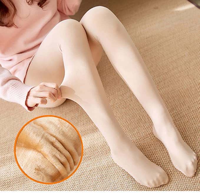 Women's Winter Tights Fleece Lined Pantyhose in Nude. Image via Amazon.