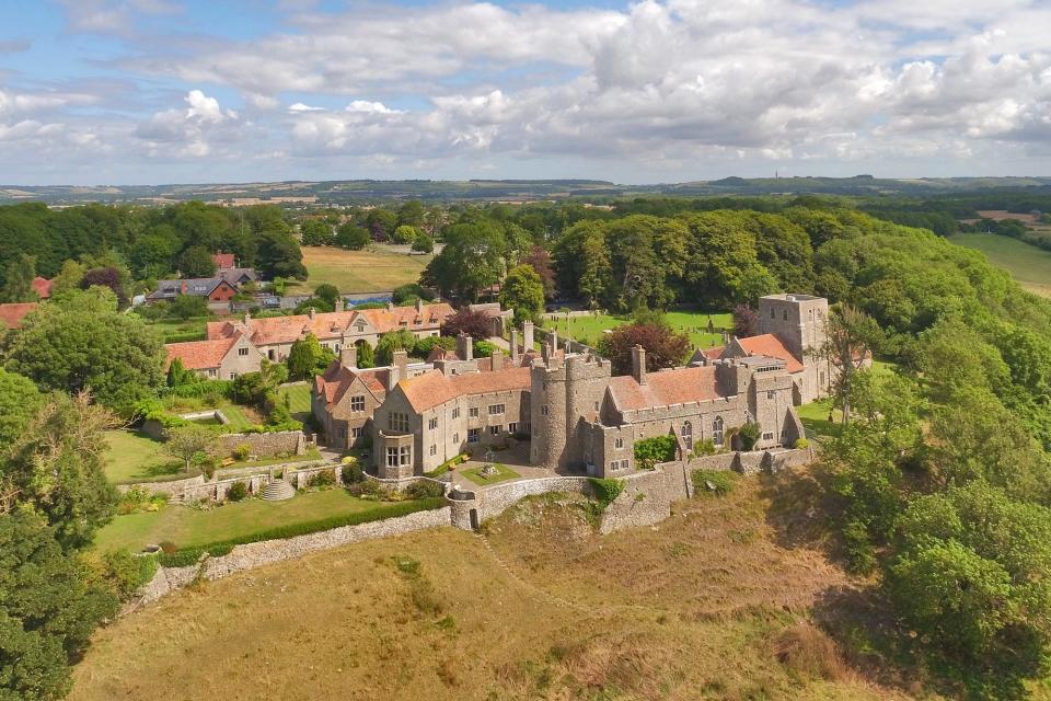 Lympne Castle is surrounded by fields and 130 acres of woodland.