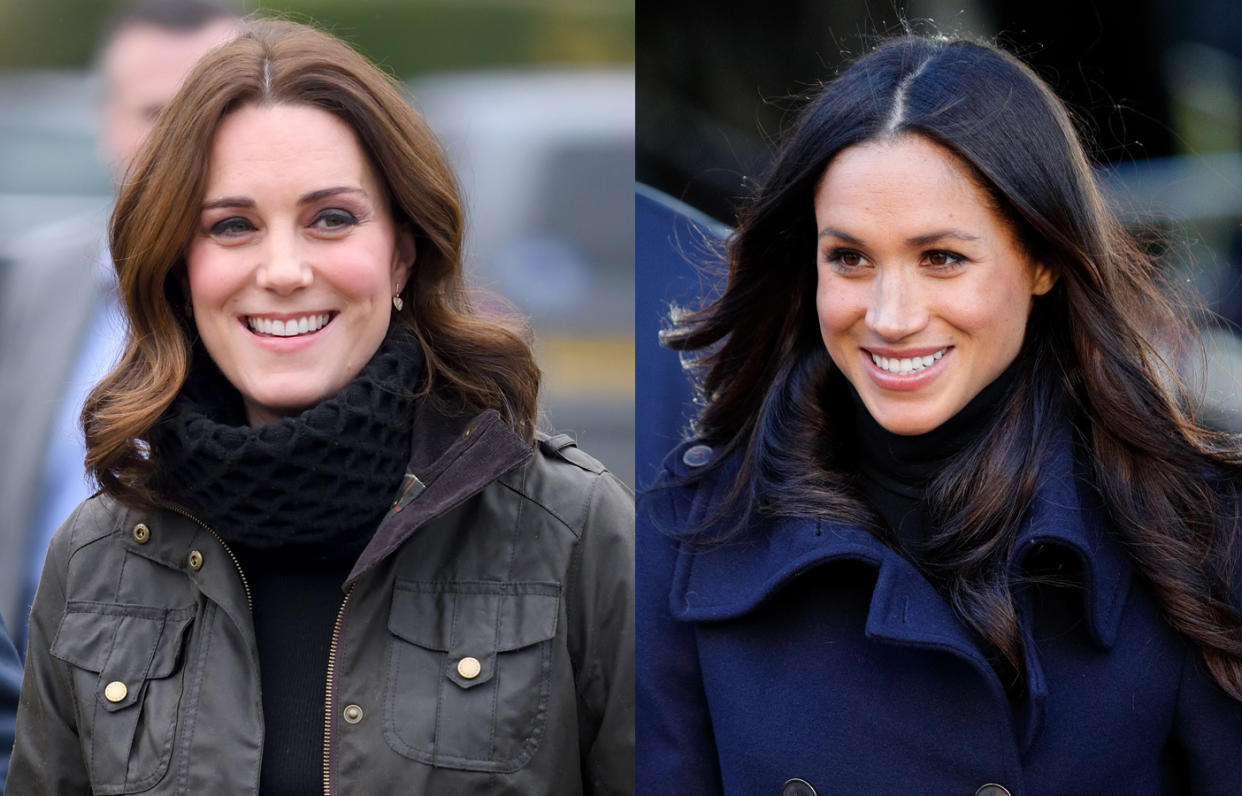 Kate Middleton, left, and Meghan Markle. (Photos: Getty Images)