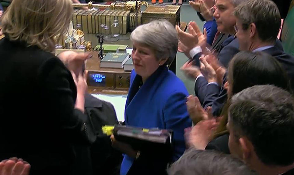 Prime Minister Theresa May during her final Prime Minister's Questions in the House of Commons, London.