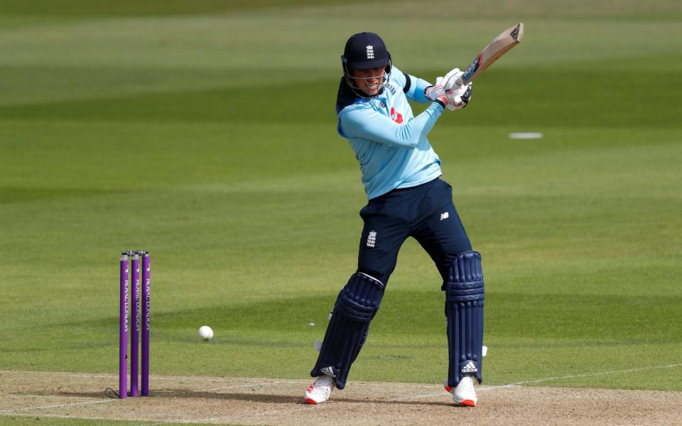 Tom Banton hits the ball to the boundary - REUTERS