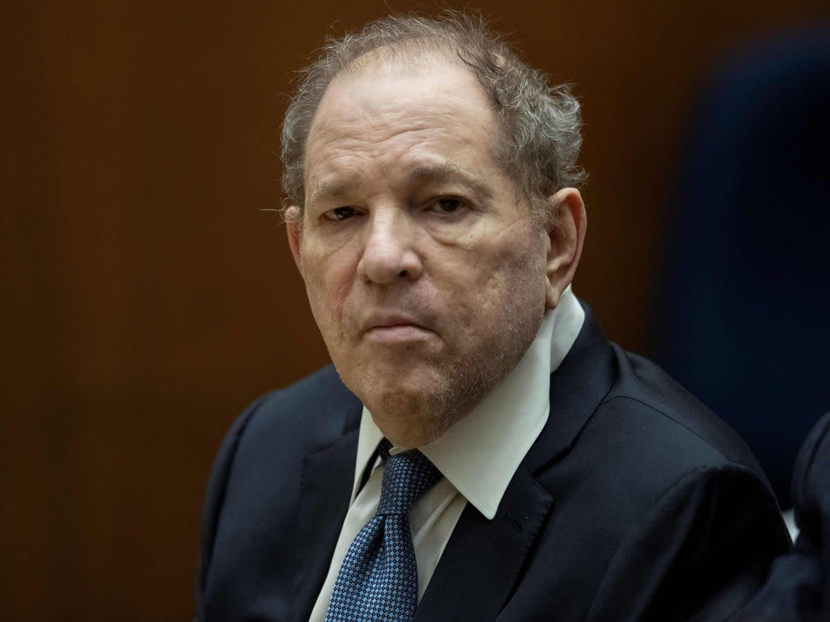 Harvey Weinstein at a hearing at the Clara Shortridge Foltz Criminal Justice Center in Los Angeles, California, on 4 October 2022 (ETIENNE LAURENT/POOL/AFP via Getty Images)