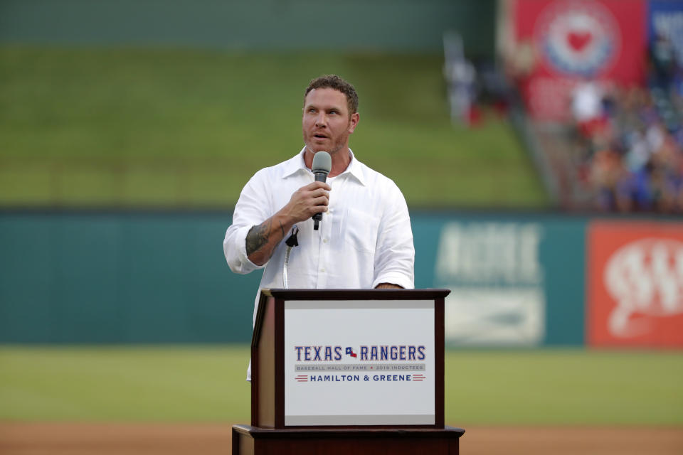 Former AL MVP and Rangers Hall of Famer Josh Hamilton was indicted Monday on a charge of injury to a child after allegedly attacking his 14-year-old daughter. (AP Photo/Tony Gutierrez)