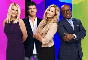 Britney Spears, Simon Cowell, Demi Lovato and L.A. Reid | Photo Credits: Nino Munoz/Fox