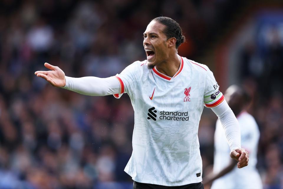 Virgil van Dijk was perhaps fortunate to get away with a pull back of Marc Guehi (Getty Images)