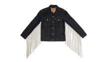 <p>Fringe Trucker, $420, available on <a rel="nofollow noopener" href="https://www.levi.com/US/en_US/" target="_blank" data-ylk="slk:levi.com;elm:context_link;itc:0;sec:content-canvas" class="link ">levi.com</a> on May 20. (Photo: Courtesy of Levi’s) </p>