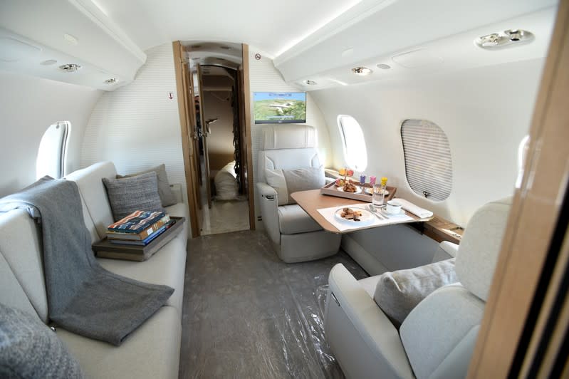 The interior of the Bombardier Global 6500 business jet is seen at the National Business Aviation Association (NBAA) exhibition in Las Vegas